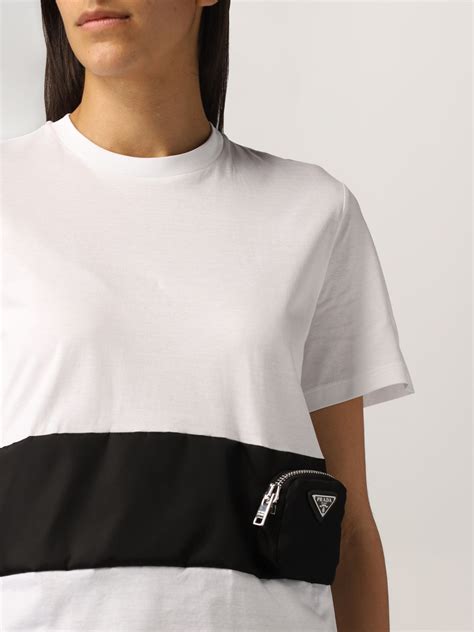 prada womens t shirt|Prada nylon v neck top.